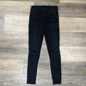 American Eagle Black Hi-Rise Stretchy Skinny Ripped Jeans